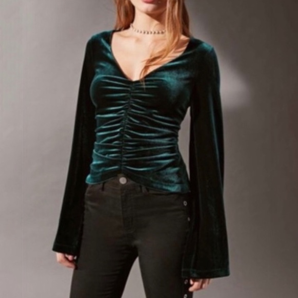 Urban Outfitters Bell Sleeve Velvet Top